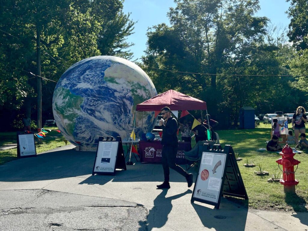 Spaceship Earth and educational exhibits at the Fuller Futures Festival