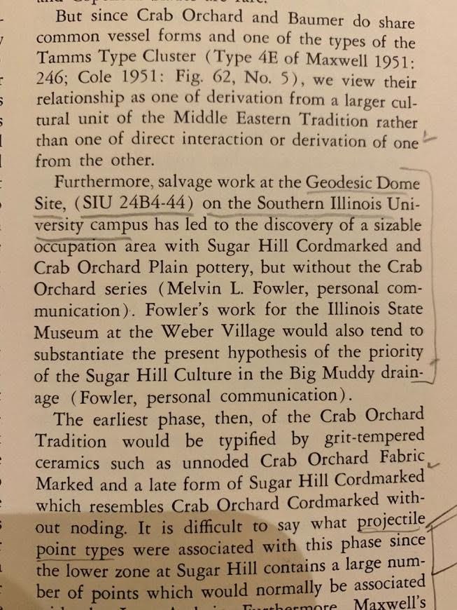 Excerpt from an archaeological report describing the Geodesic Dome Site at SIU Carbondale